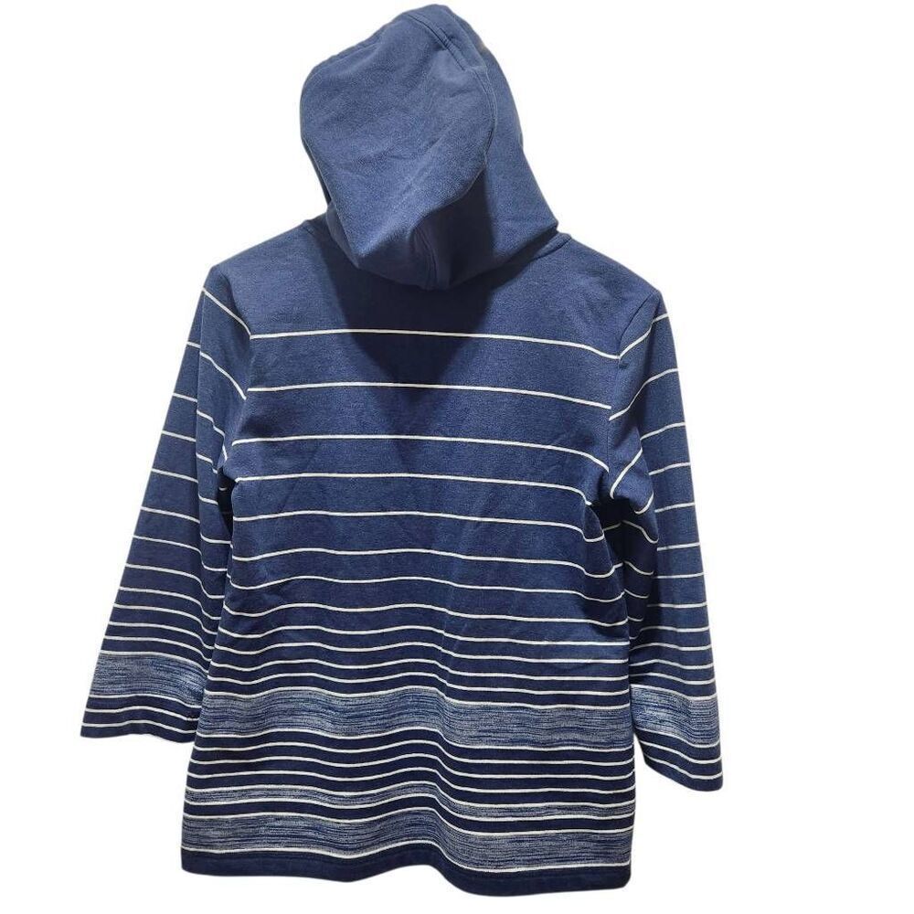 T by Talbots full zip hoodie blue white stripe small - Picture 4 of 7